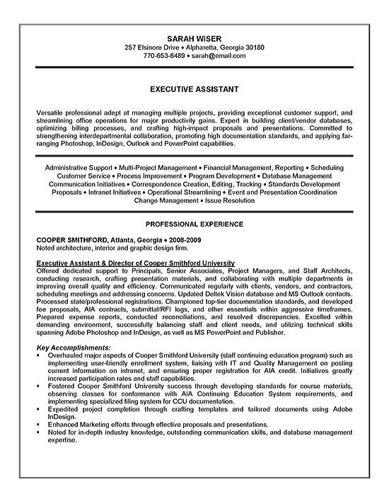 executive assistant resume example