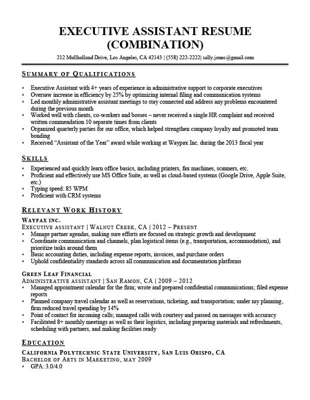 Executive assistant Summary Of Qualifications Sample Resume How to Write A Summary Of Qualifications