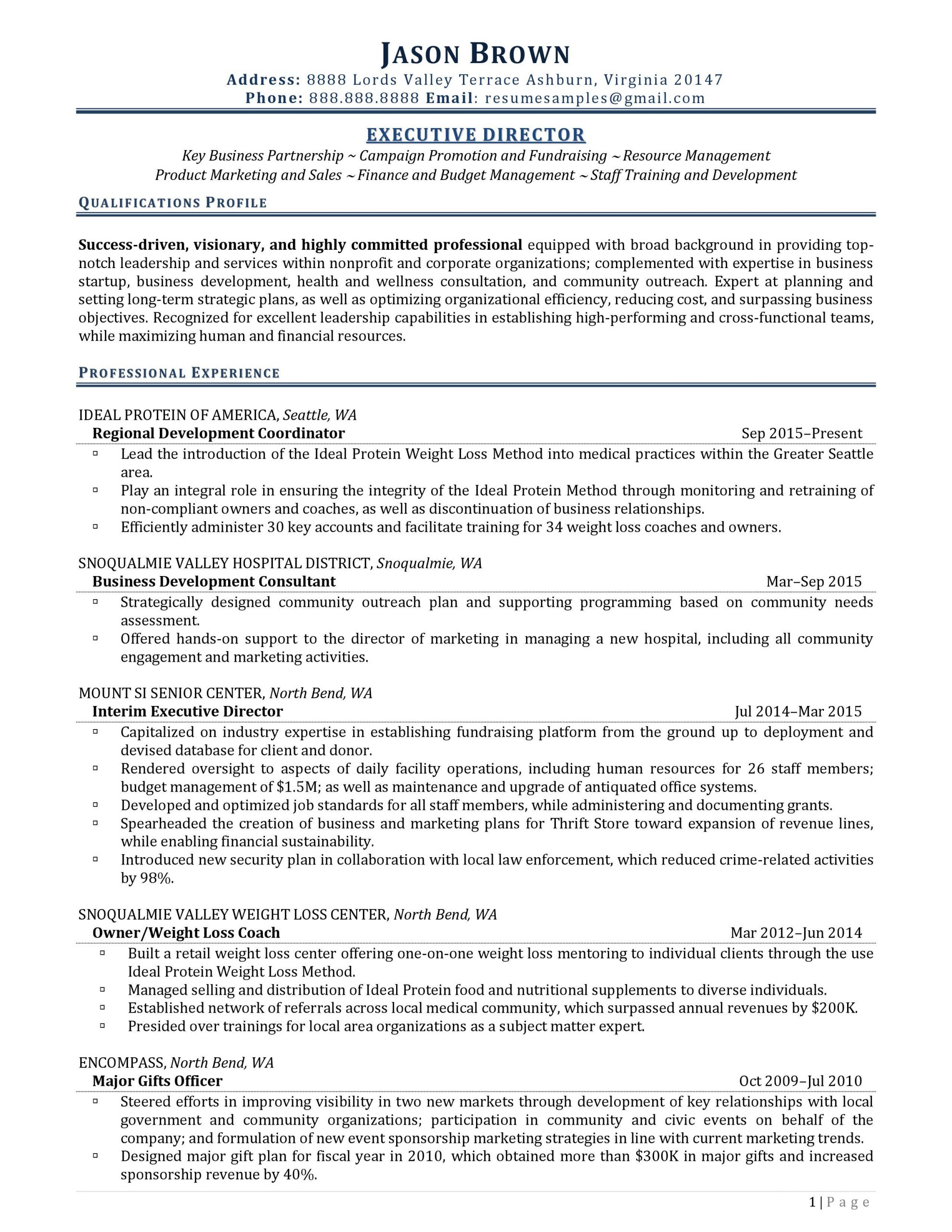 executive director resume examples