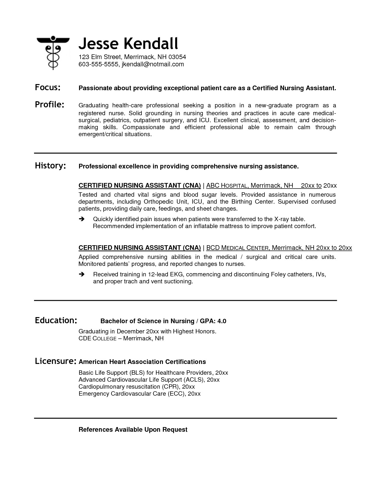 12 13 sample resume for nurses with job description