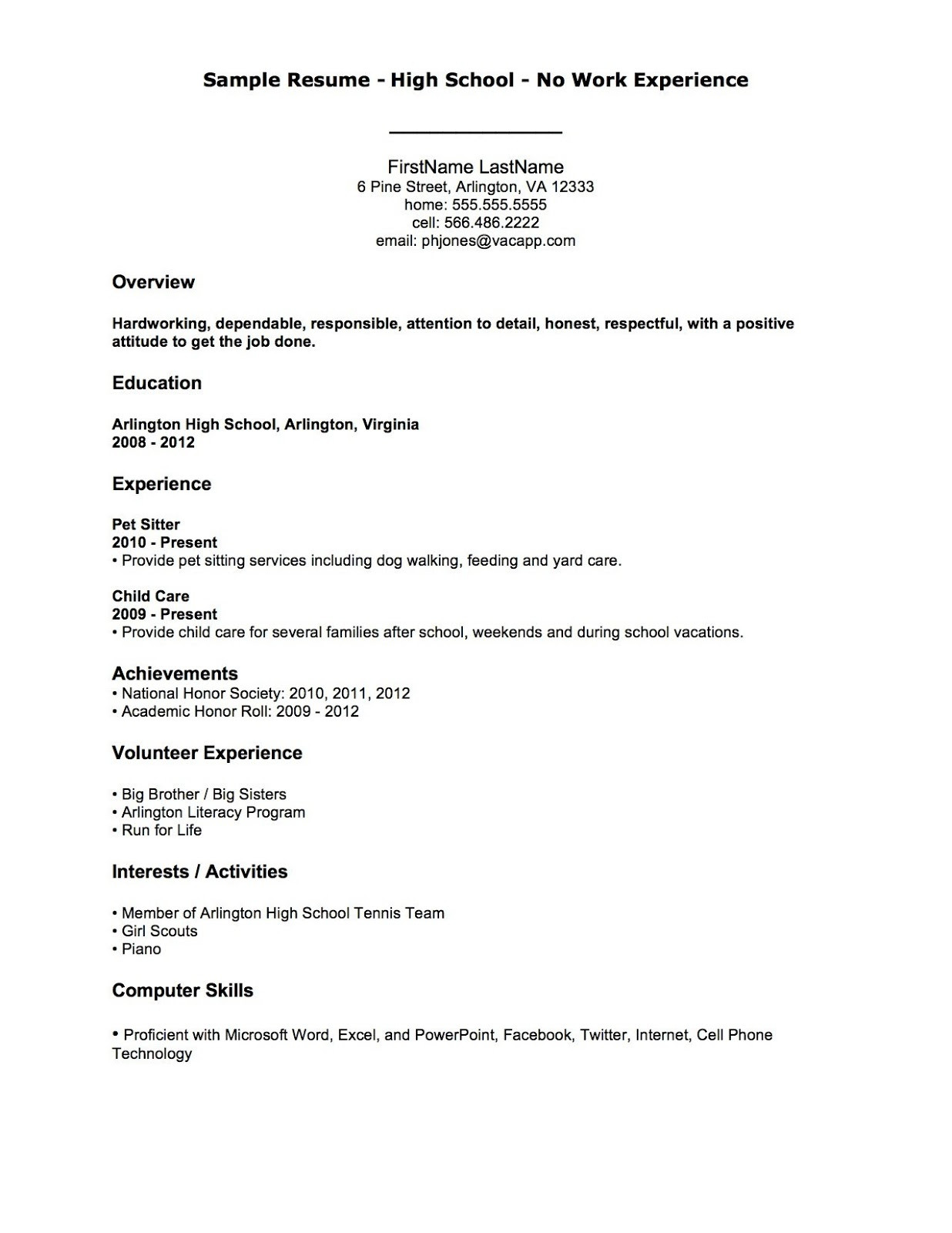Objective for Resume Sample for First Job First Job Sample Resume