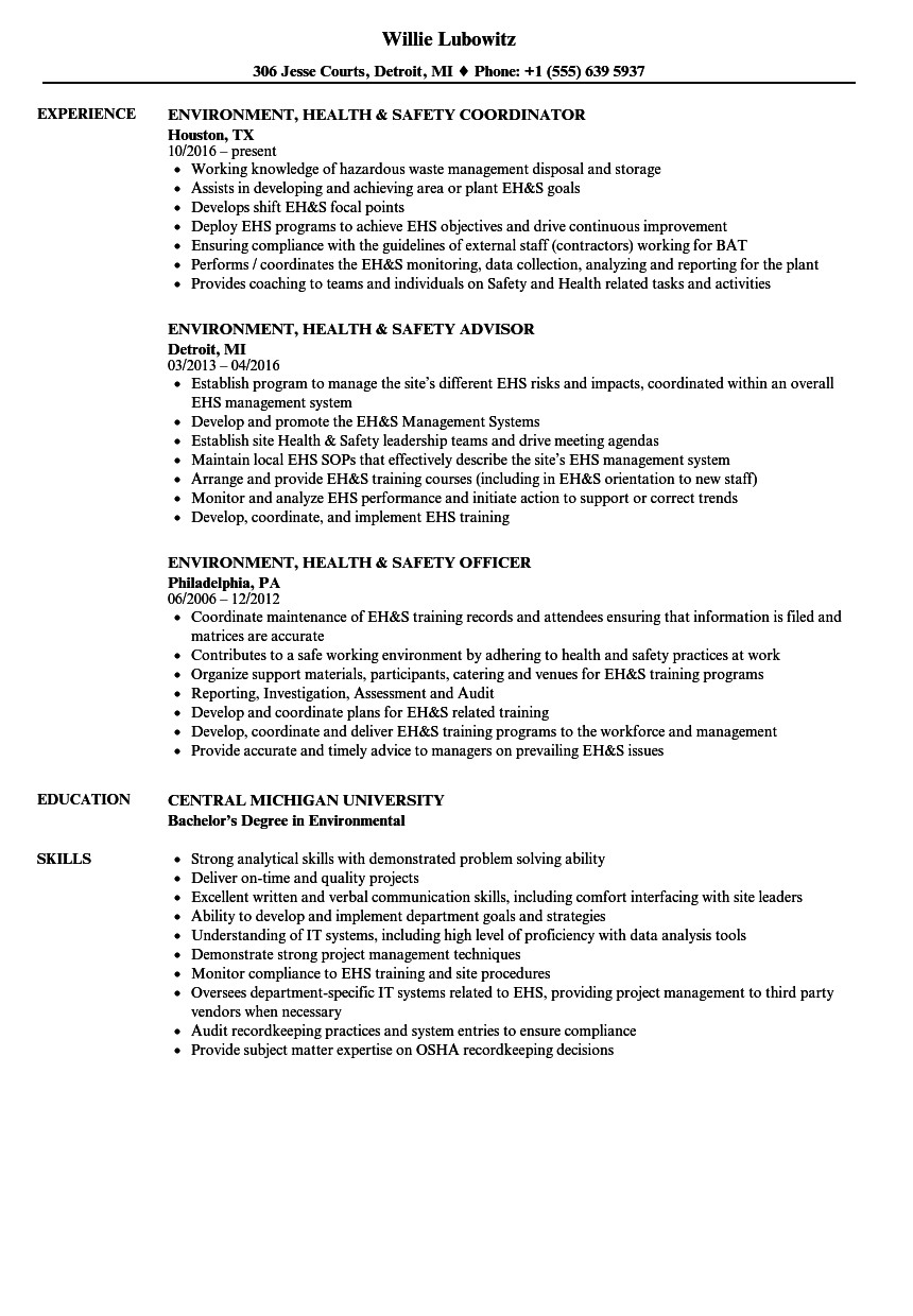 ehs specialist cv