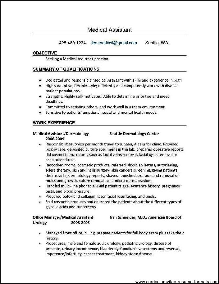 medical office assistant resume no experience