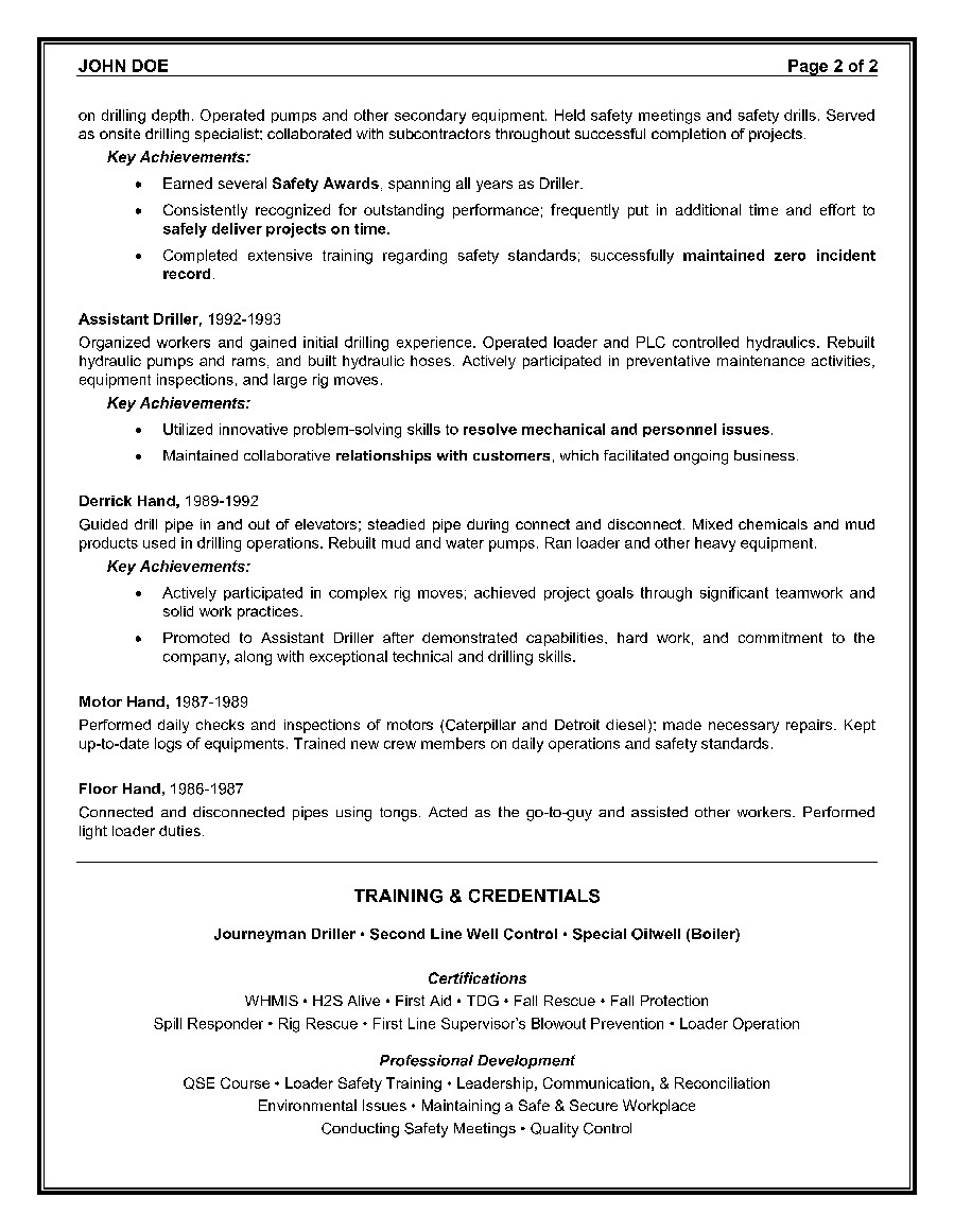 example of a oilfield consultant resume sample