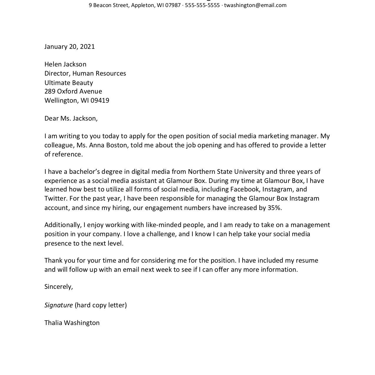 cover letter template