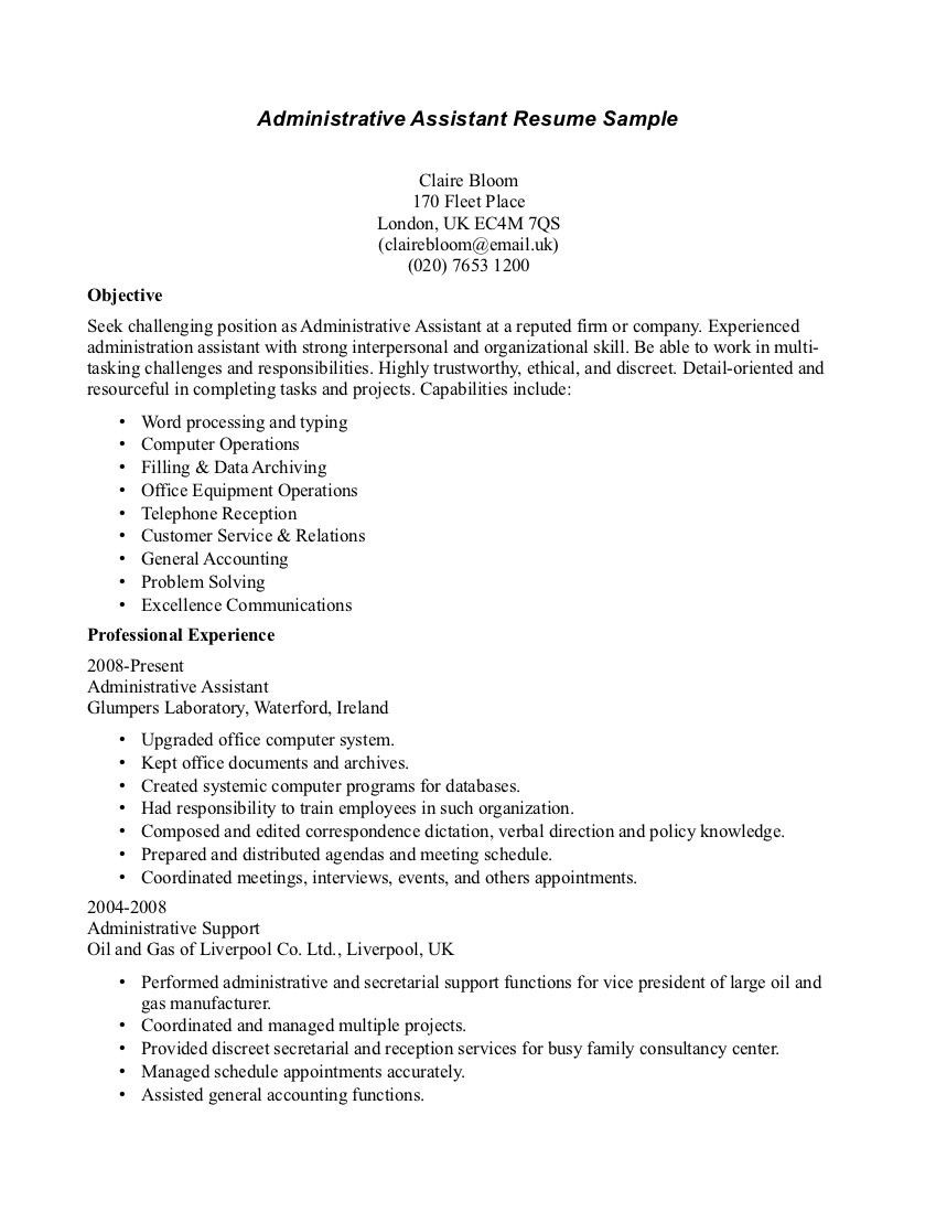 office admin resume objectiveml