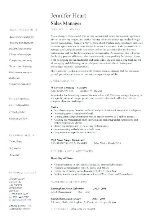 sample resume for area sales manager in
