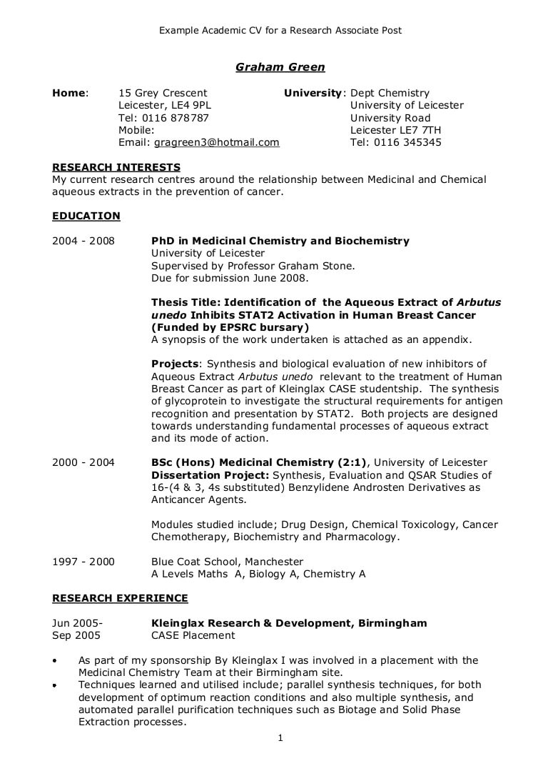 bsc chemistry fresher resume sample