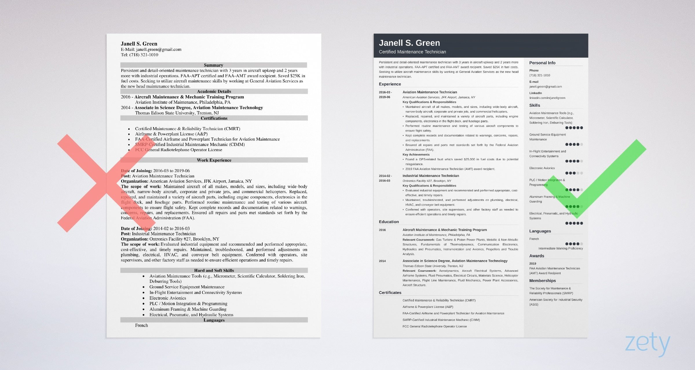 maintenance technician resume example