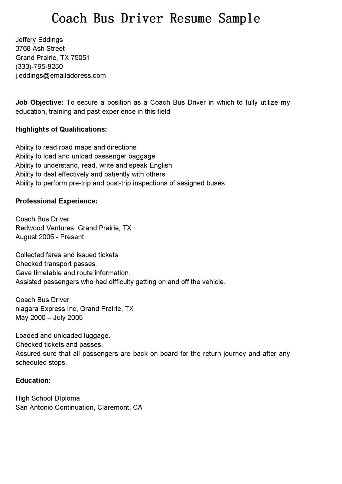 sample resume for personal driverml