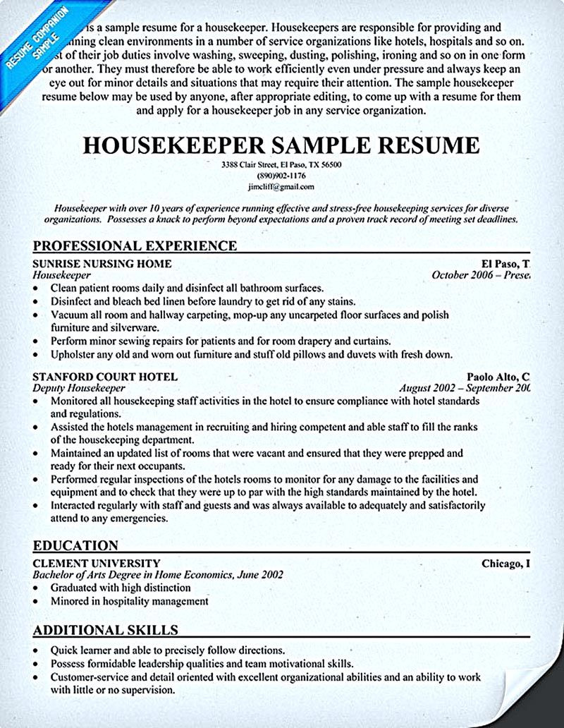hospital housekeeper resume examplesml