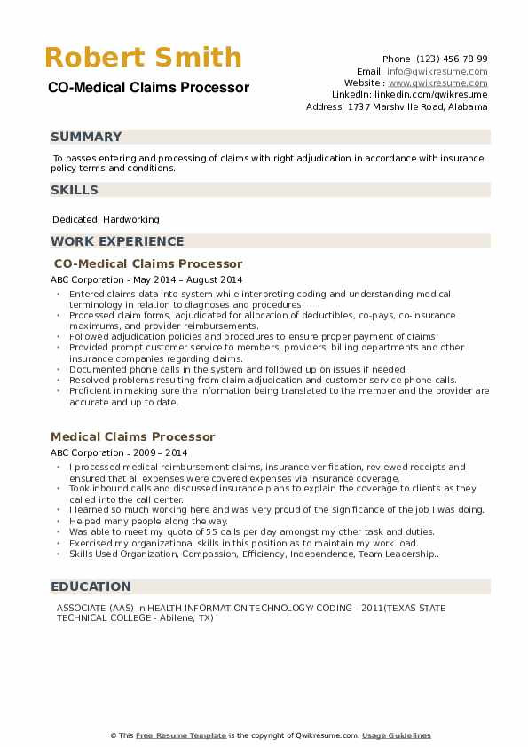 medical claims processor