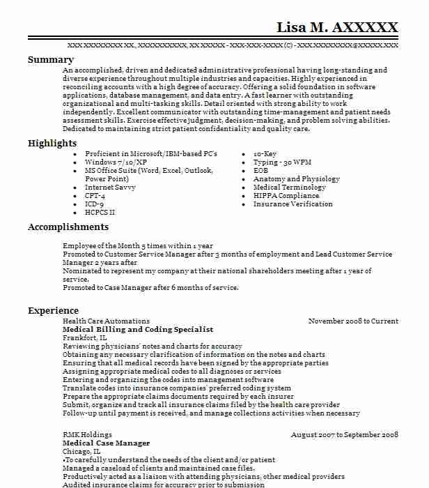 medical billing resume