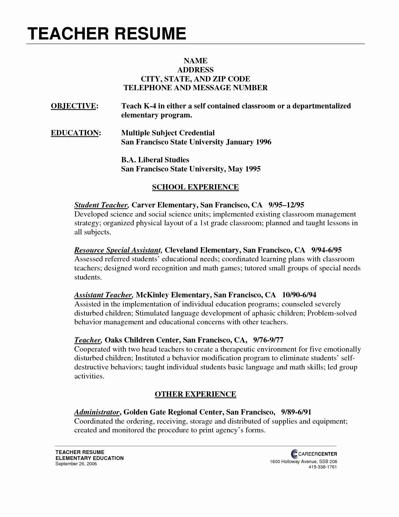 resume templates for montessori teacher resume examples