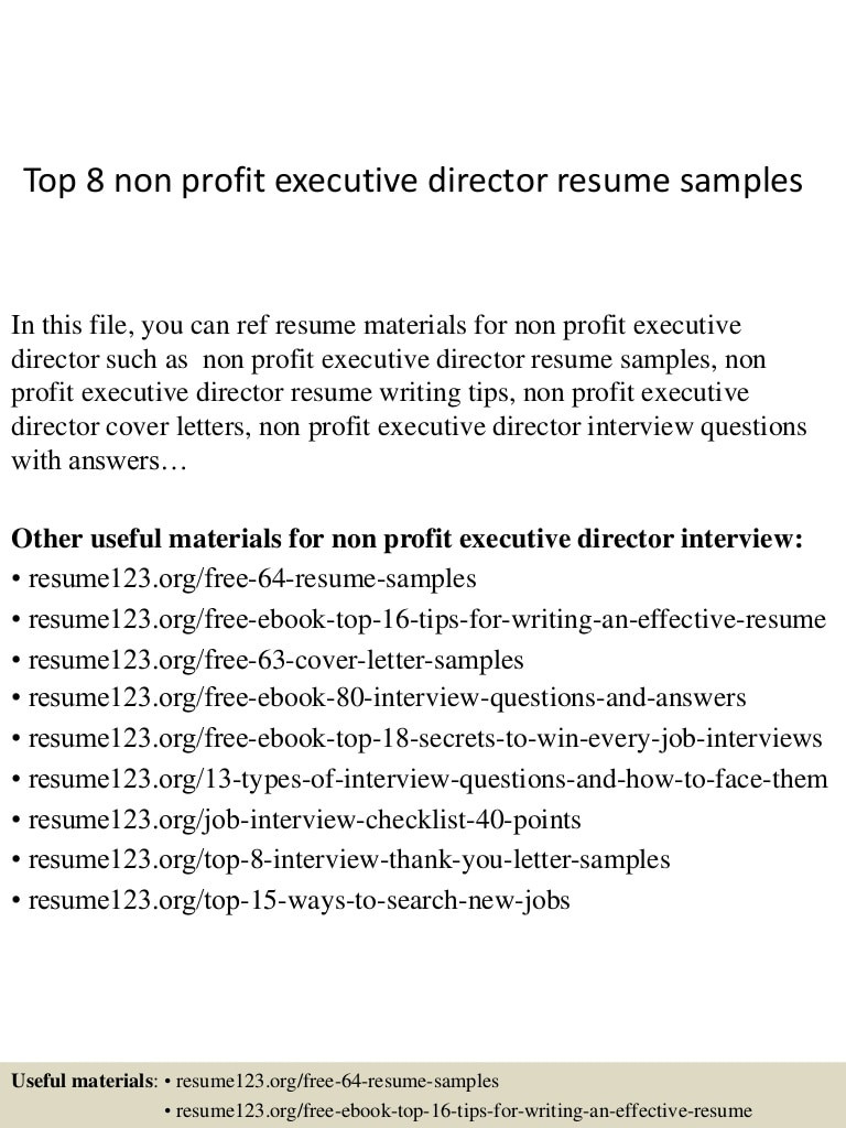 top 8 non profit executive director resume samples
