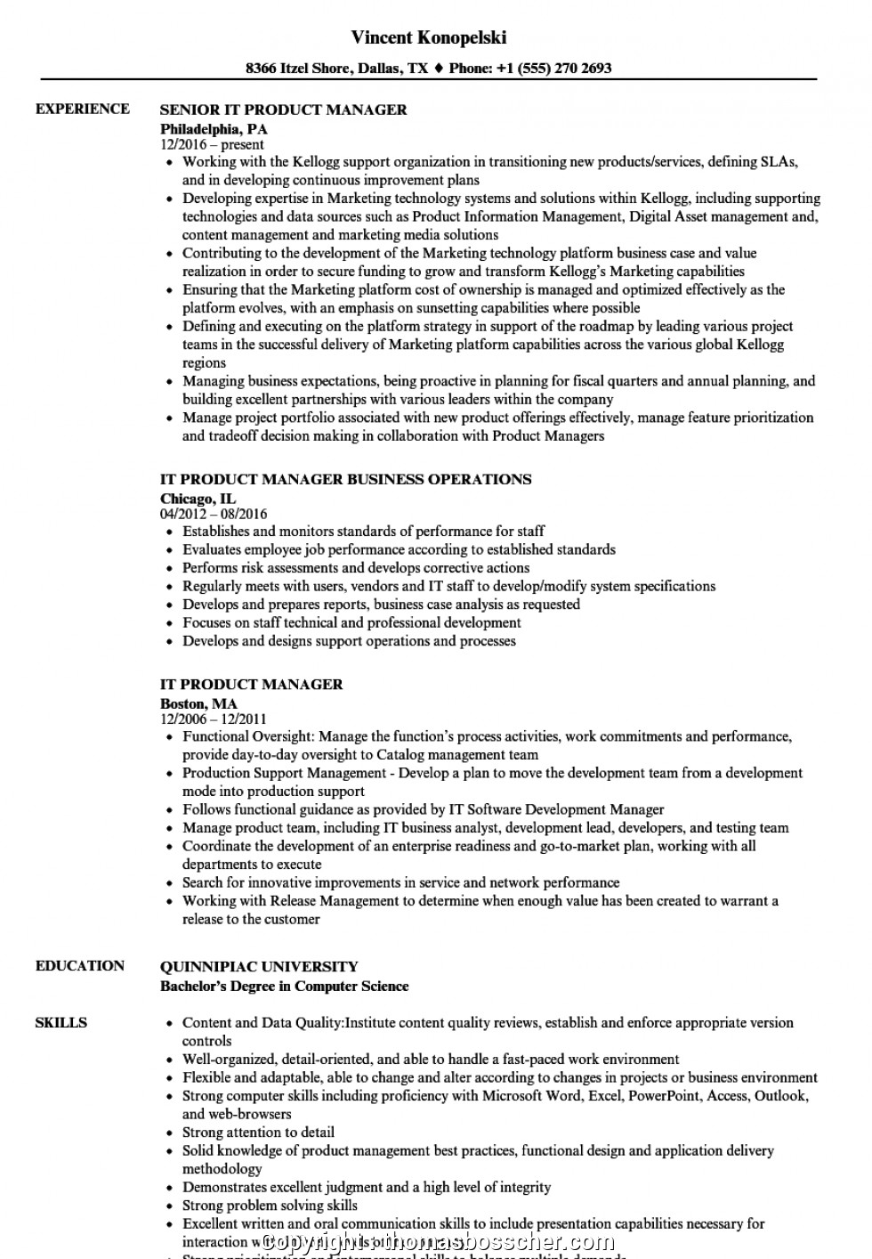 best tele general manager resume