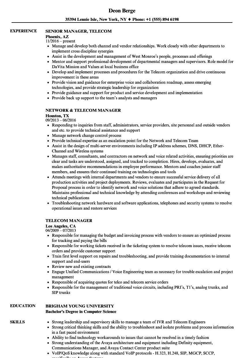 tele munication engineer cv template