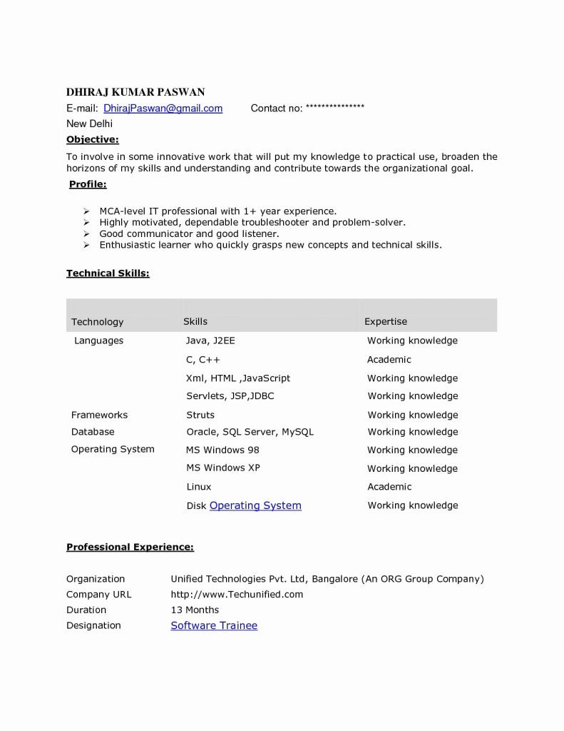 3 year experience resume format