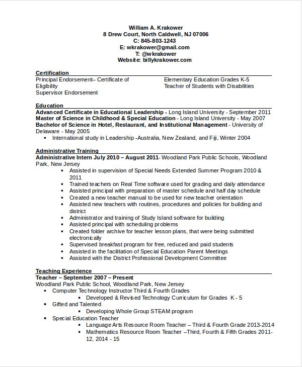 principal resume