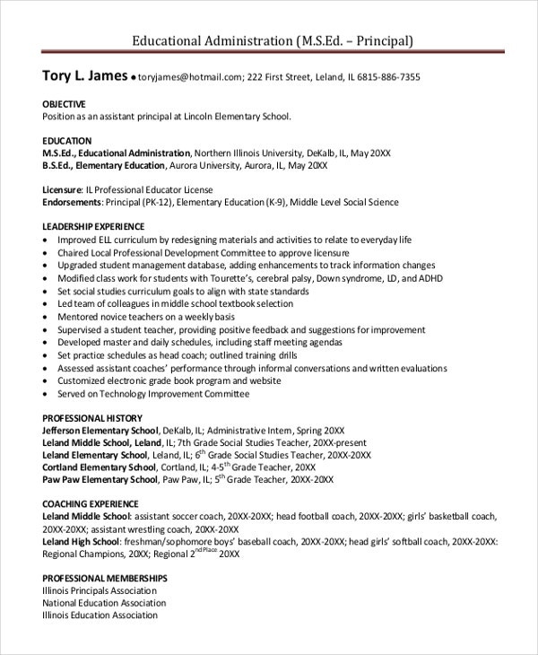 principal resume