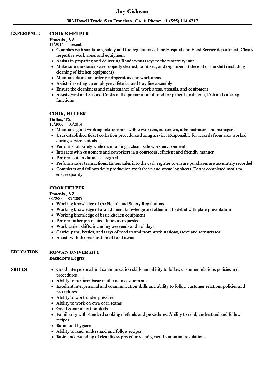 sample resume objective for kitchen staff