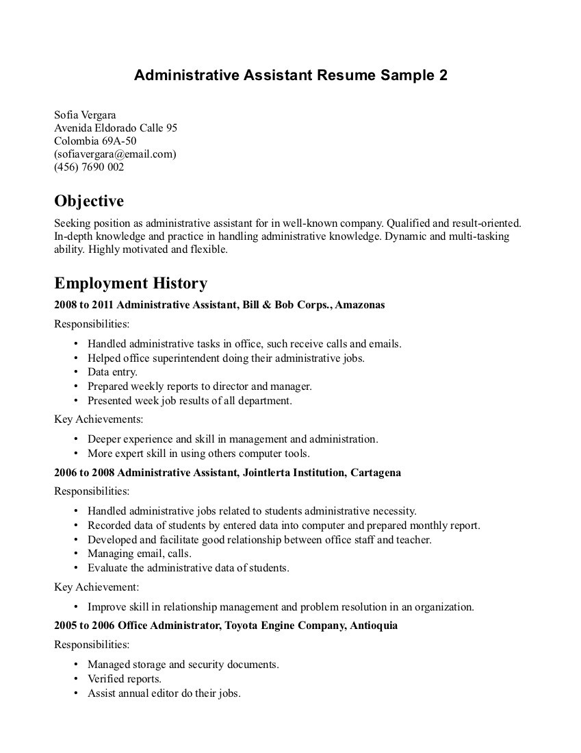 office admin resume objectiveml