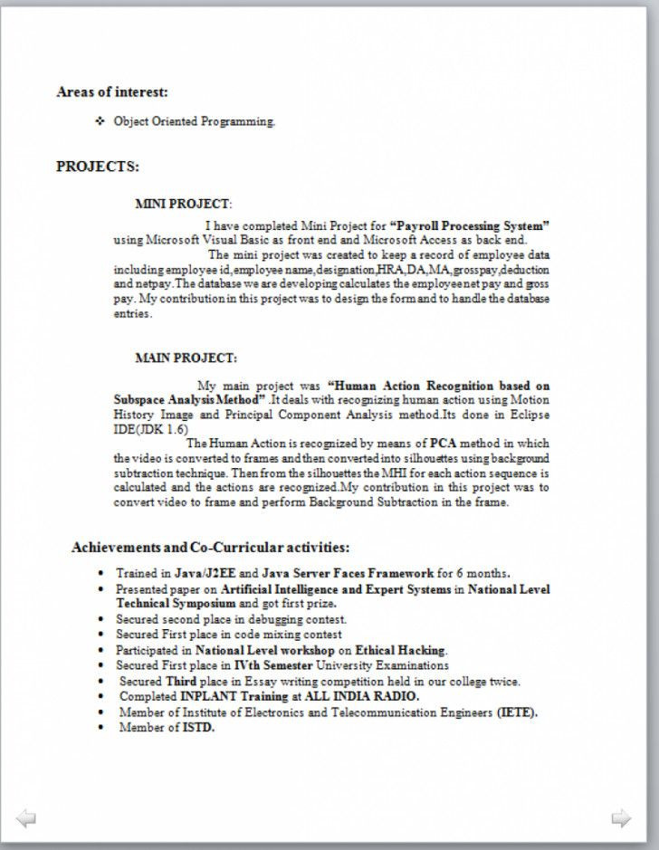 Technical Writer Resume Sample for Fresher B Tech Resume format for Fresher Resume Templates In