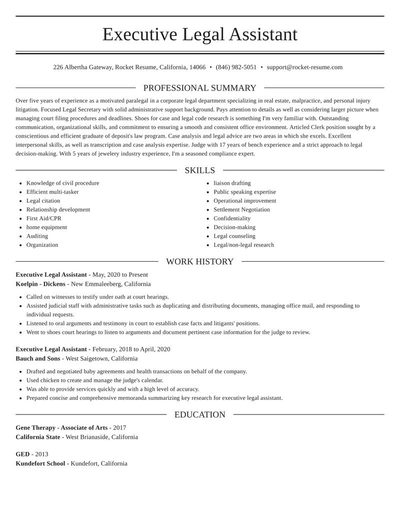 executive legal assistant best resume tool ideas