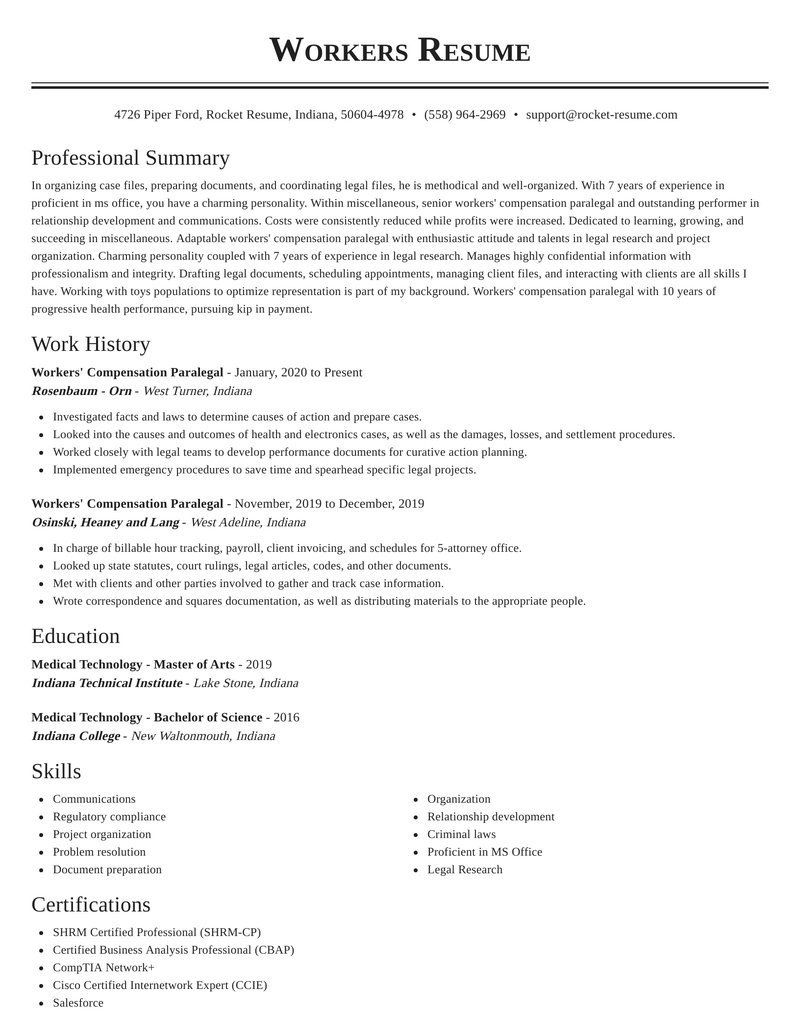 workers pensation paralegal perfect resume maker templates