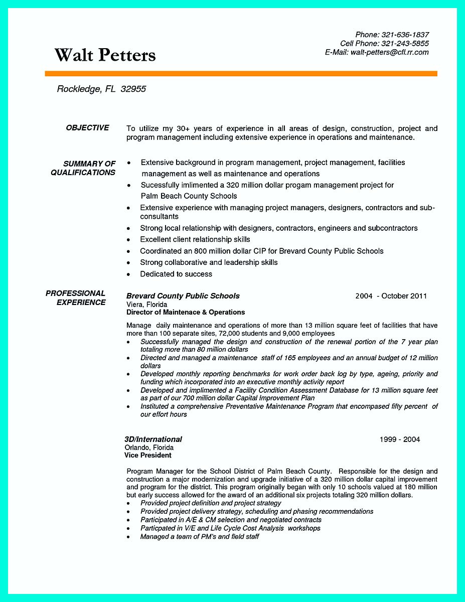 cool construction project manager resume applied