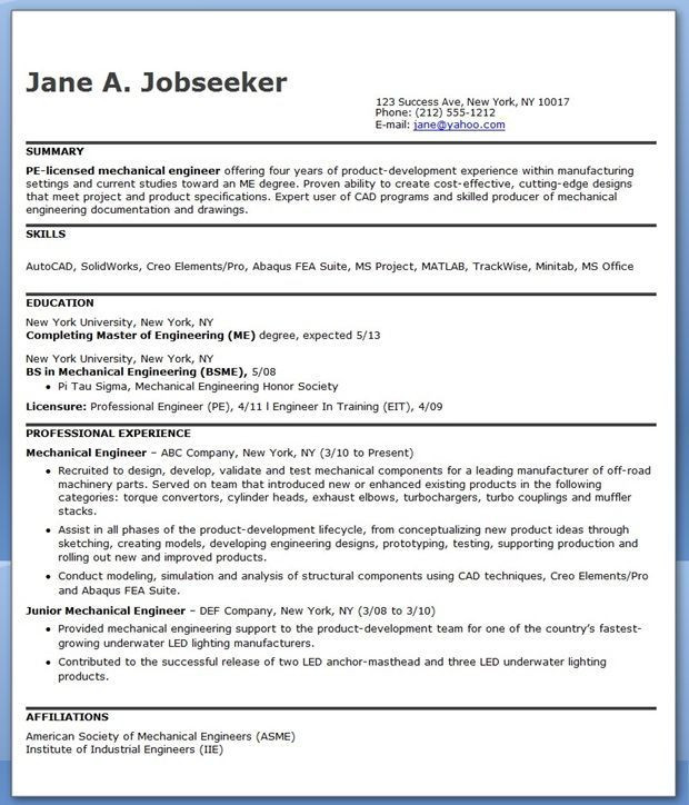 automobile service engineer resume