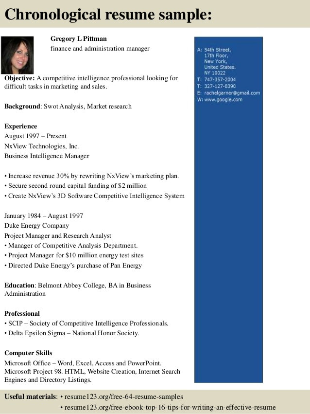 top 8 finance and administration manager resume samples