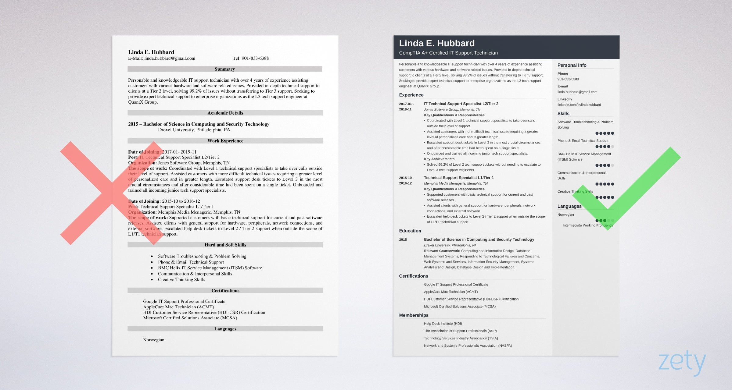 technical support resume example