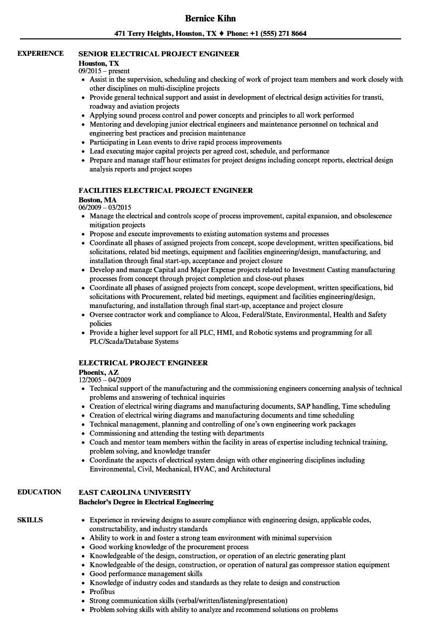 sample resume for electrical enginer pdfml