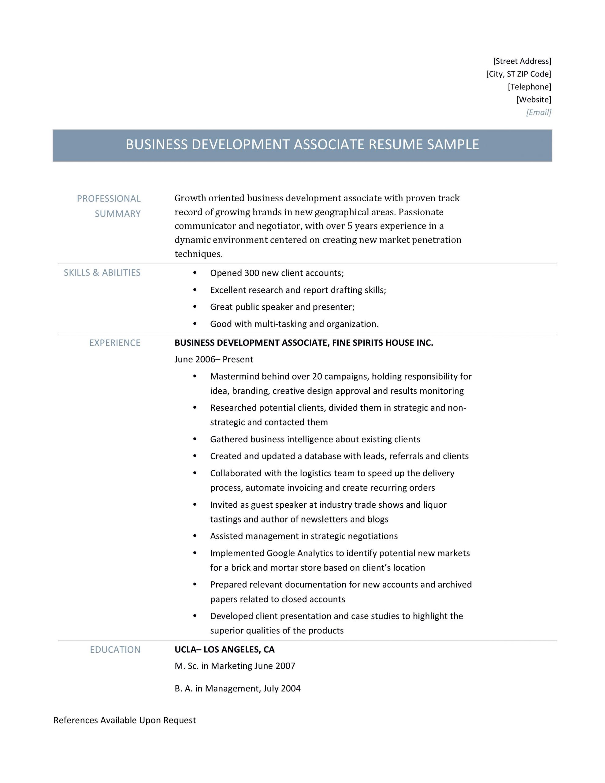 business development associate resume template and job description d1a8201cb397