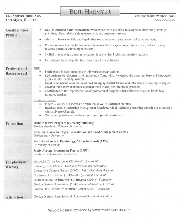 sales professional resume example