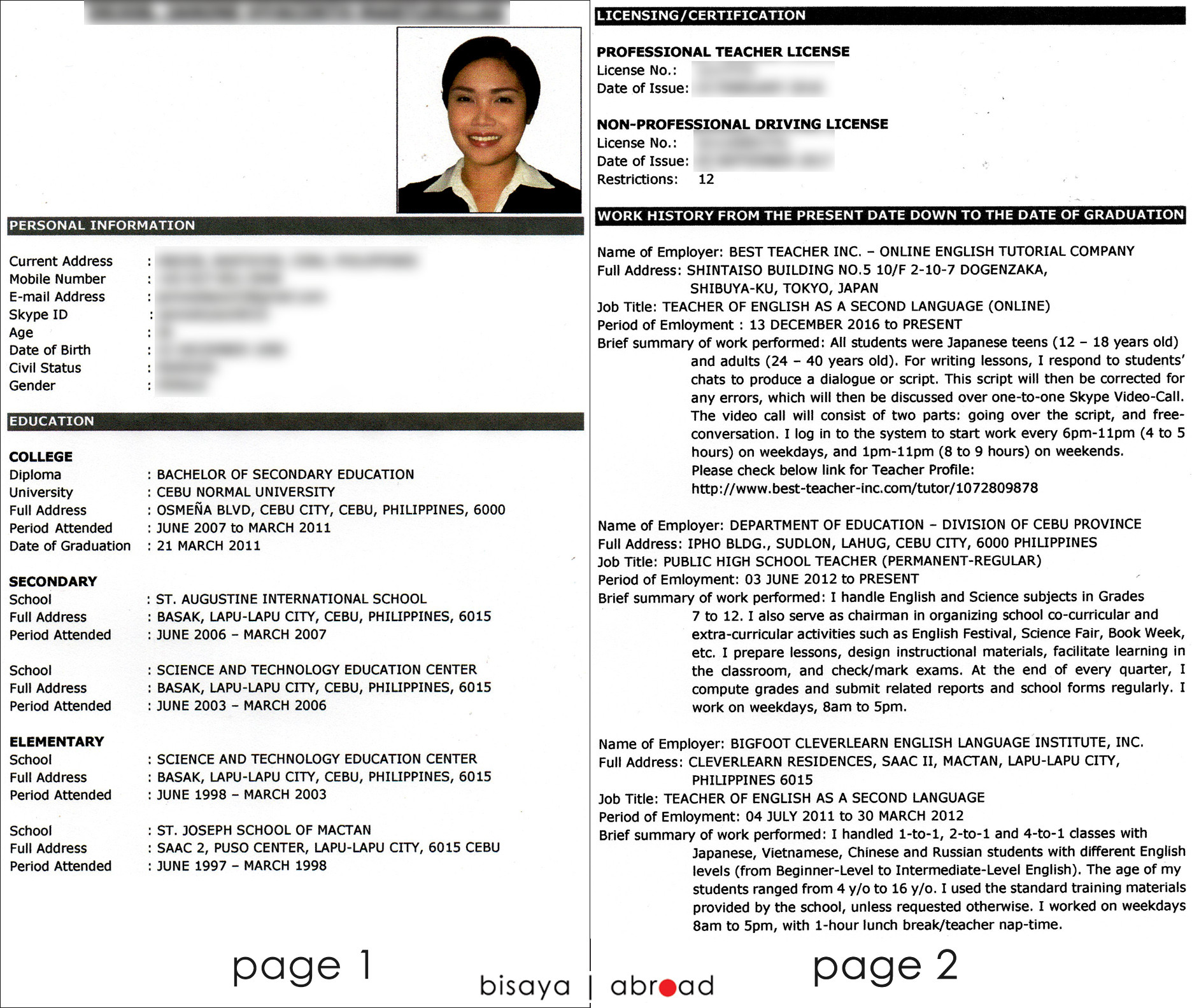 sample resume of philipinesml