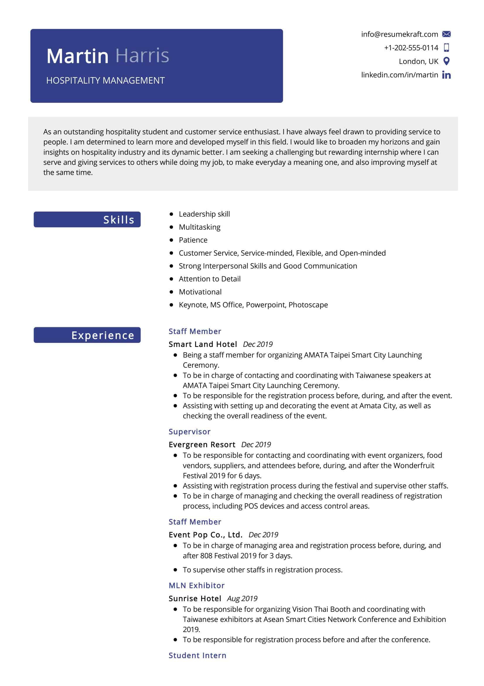 Sample Resume for Hotel and Restaurant Management Graduate Hospitality Management Resume Sample 2021 Writing Tips – Resumekraft