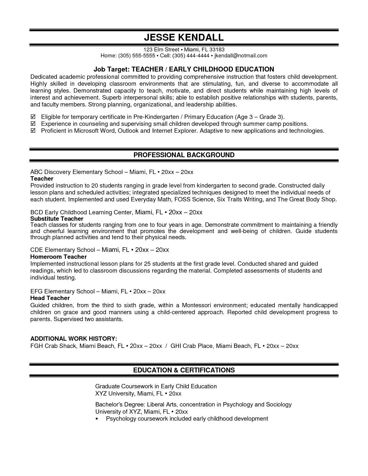 resume templates for montessori teacher resume examples