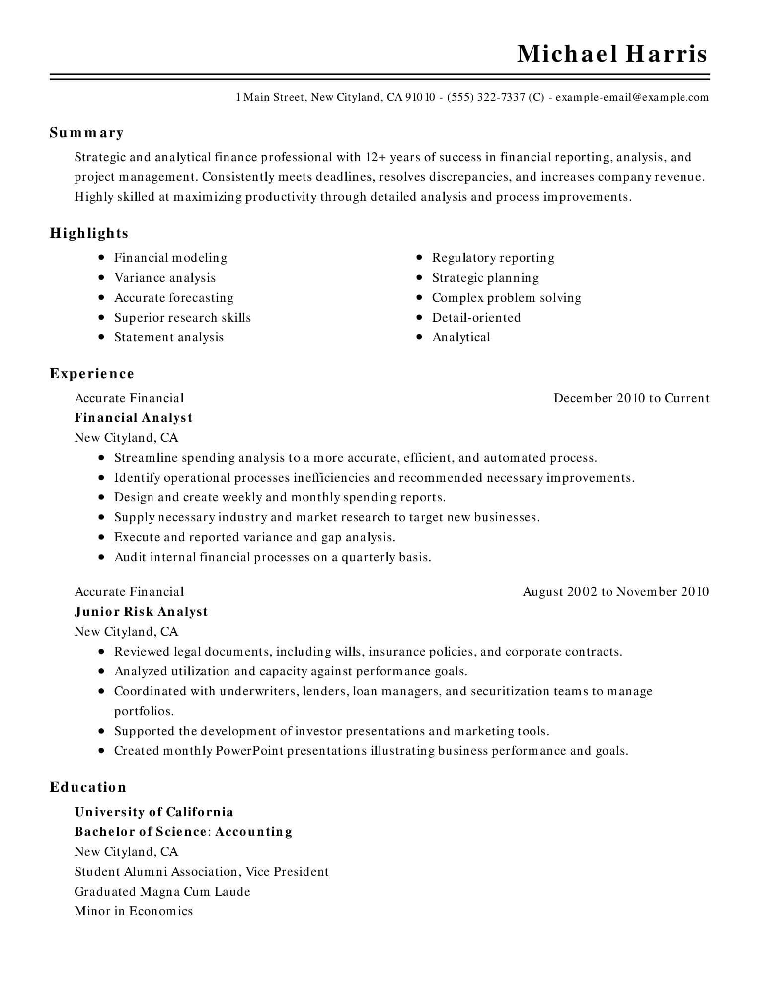 resume for job interview ms word