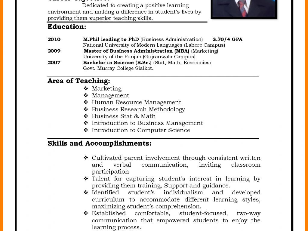 graduate fresher resume resume format