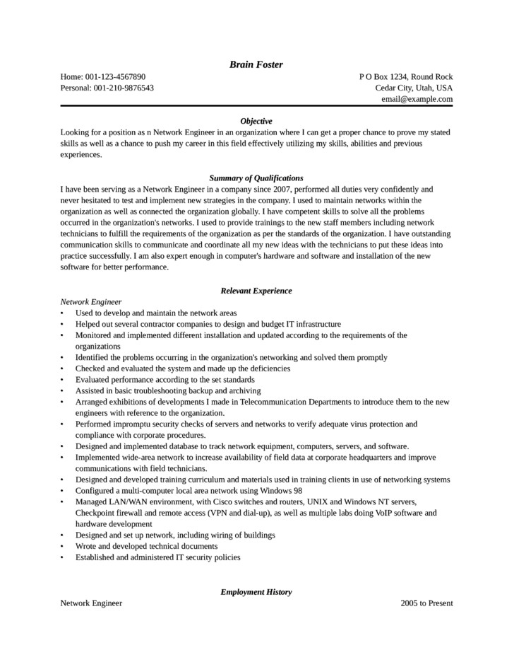 entry level freshers network administrator resume templates and samples