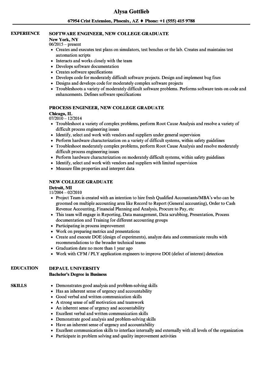 resume example college graduate