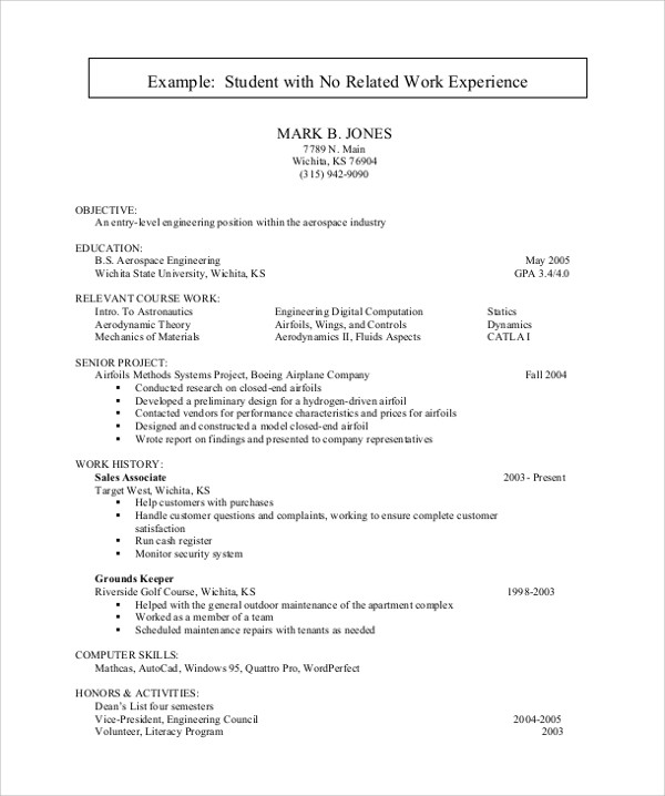 resume for college student