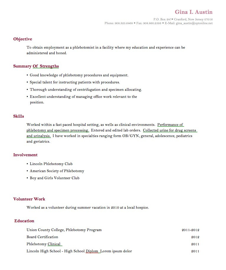 resume for college students with no experience