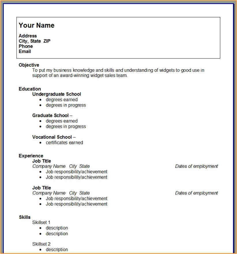 college admissions resume template for word