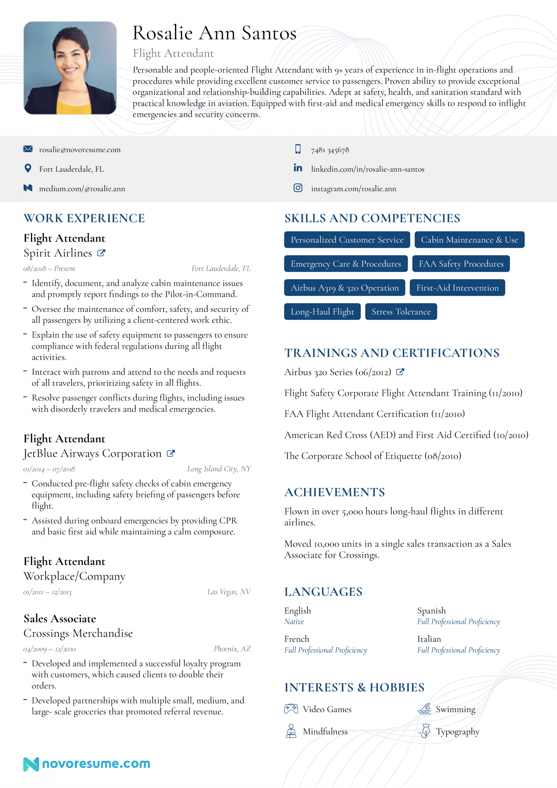 flight attendant resume