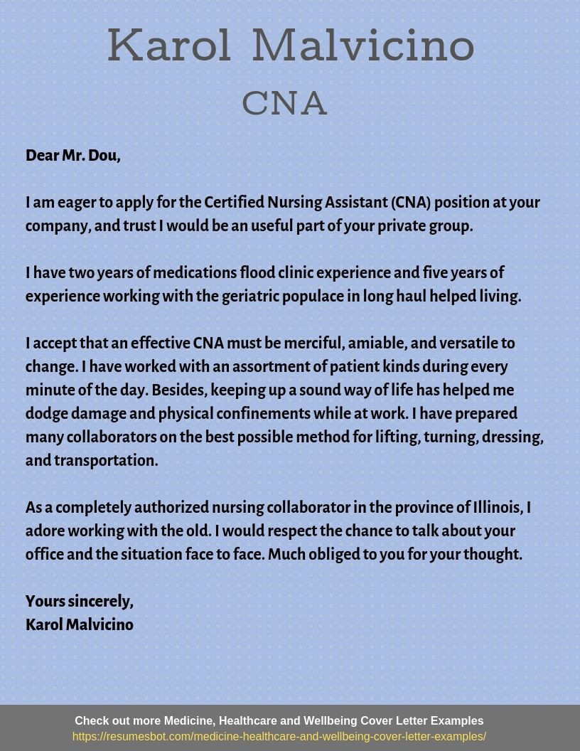 cna cover letter example