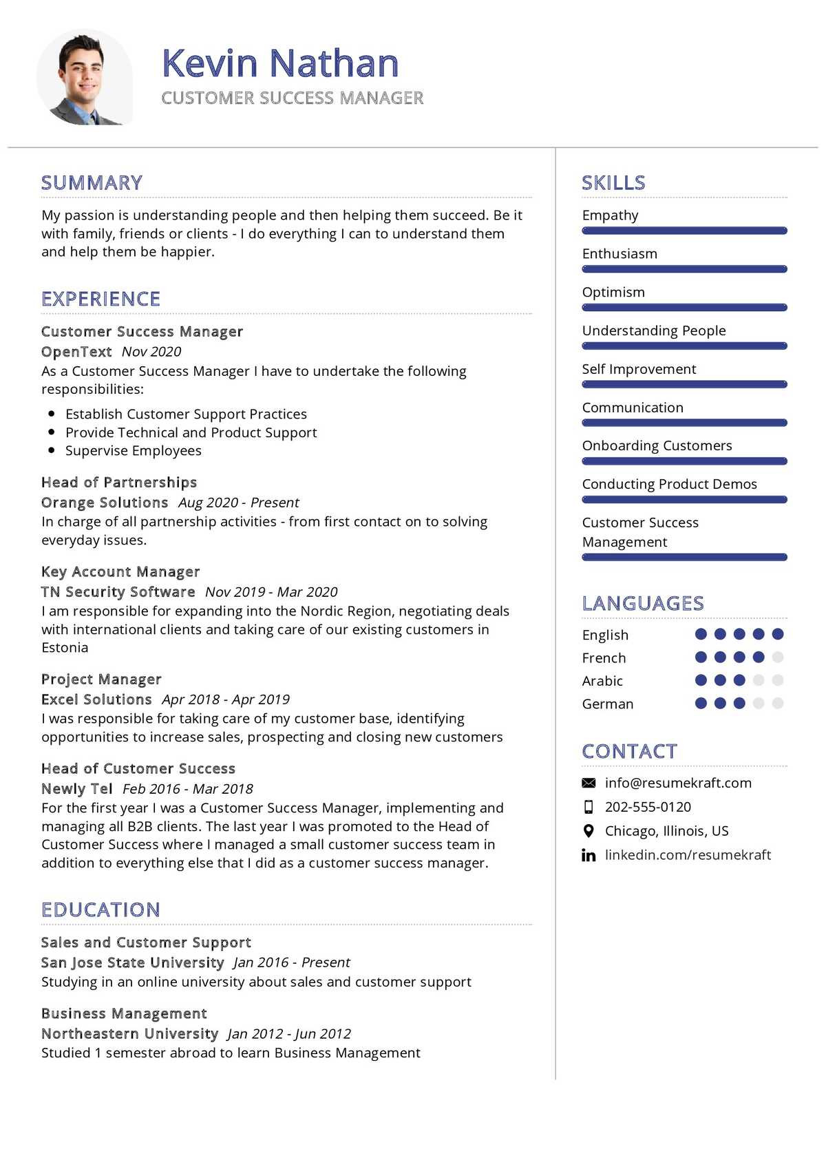 customer success manager resume sample