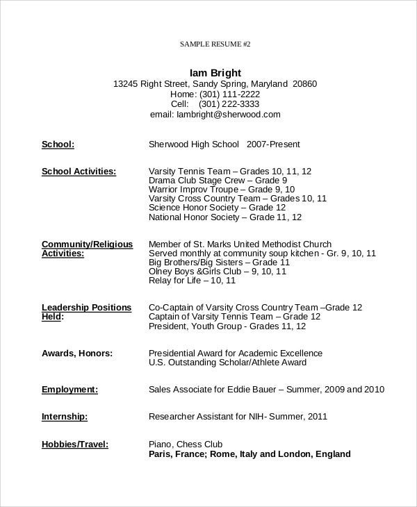 resume template for teenager first job